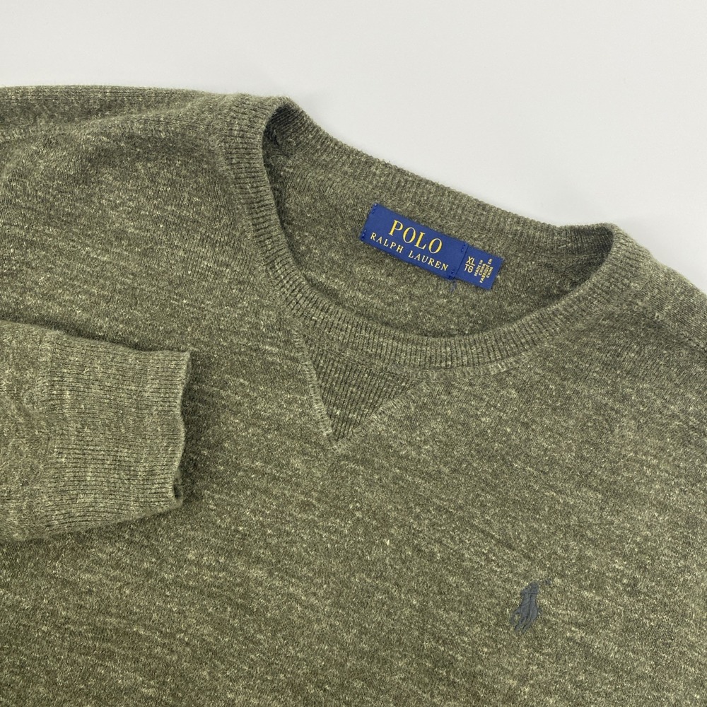 Polo Ralph Lauren Sweater Mens Extra Large Green Crew Cotton Knit Preppy Classic
